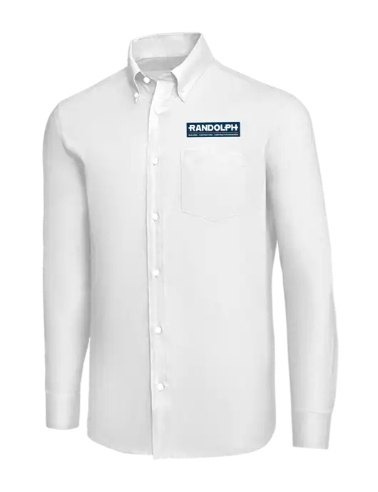 Brooks Brothers White Wrinkle-Free Stretch Nailhead Shirt w/Randolph Screen Print Logo
