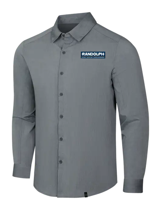 OGIO Medium Grey Heather Commuter Woven Shirt w/Randolph Screen Print Logo
