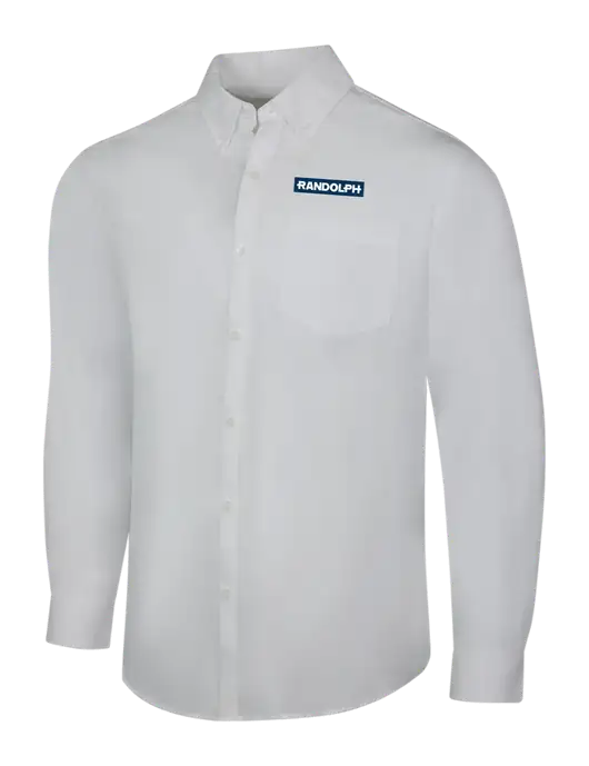 White Long Sleeve Carefree Poplin Shirt w/Randolph Embroidered Logo