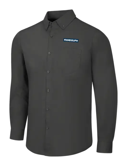 Dark Grey Long Sleeve Carefree Poplin Shirt w/Randolph Embroidered Logo