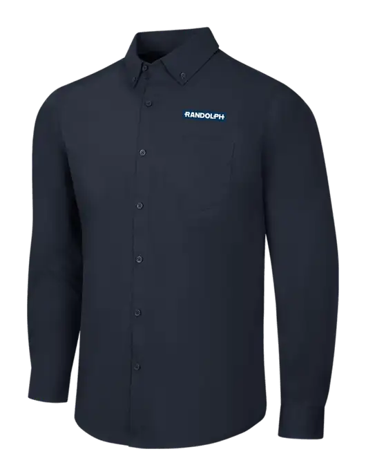 Navy Long Sleeve Carefree Poplin Shirt w/Randolph Embroidered Logo