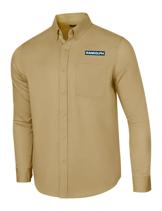 Long Sleeve Dark Tan Superpro React Twill Shirt w/Randolph Embroidered Logo