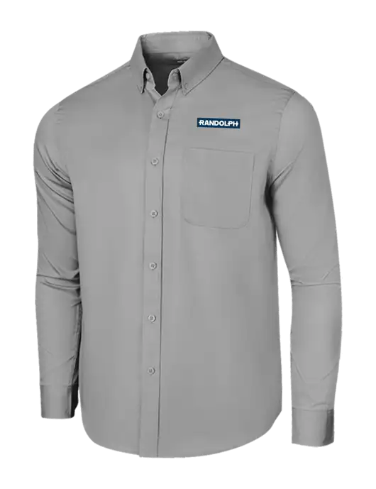 Long Sleeve Light Grey Superpro React Twill Shirt w/Randolph Embroidered Logo