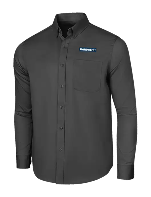 Long Sleeve Dark Grey Superpro React Twill Shirt w/Randolph Embroidered Logo