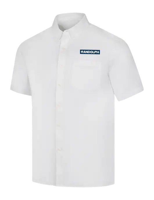 Short Sleeve White Superpro React Twill Shirt w/Randolph Embroidered Logo