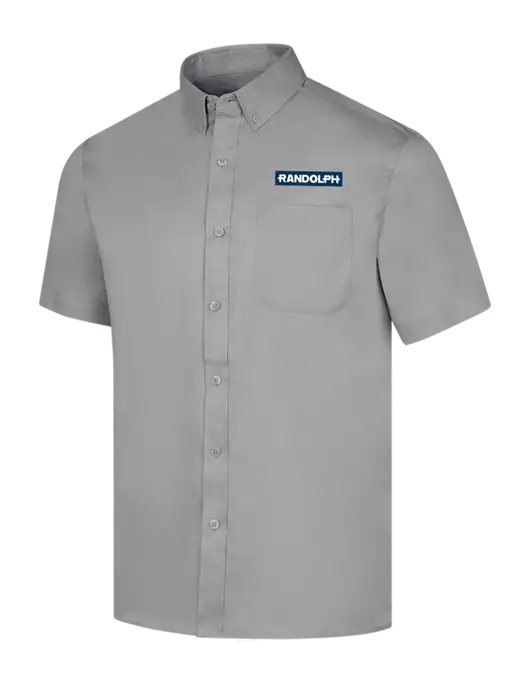 Short Sleeve Light Grey Superpro React Twill Shirt w/Randolph Embroidered Logo