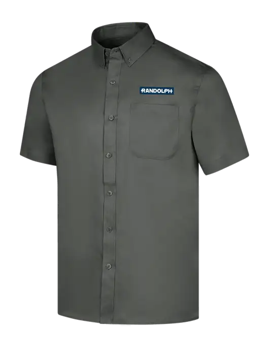 Short Sleeve Dark Grey Superpro React Twill Shirt w/Randolph Embroidered Logo