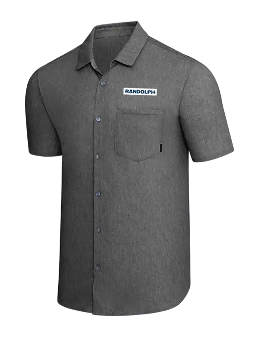OGIO Dark Grey Heather Extend Short Sleeve Button Up Shirt w/Randolph Embroidered Logo