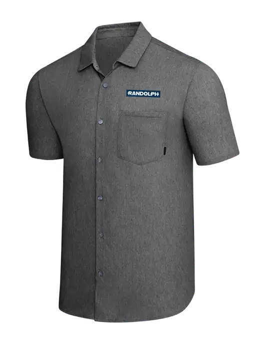 OGIO Dark Grey Heather Extend Short Sleeve Button Up Shirt w/Randolph Embroidered Logo
