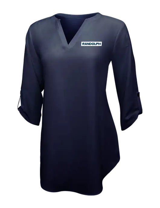 Navy Womens 3/4 Sleeve Tunic Blouse w/Randolph Embroidered Logo