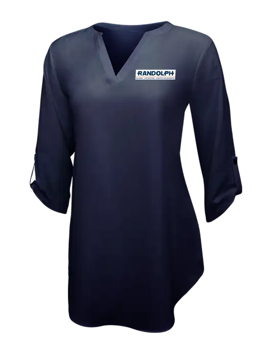Navy Womens 3/4 Sleeve Tunic Blouse w/Randolph Screen Print Logo