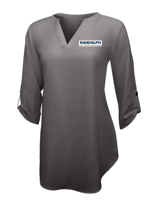 Dark Grey Womens 3/4 Sleeve Tunic Blouse w/Randolph Screen Print Logo