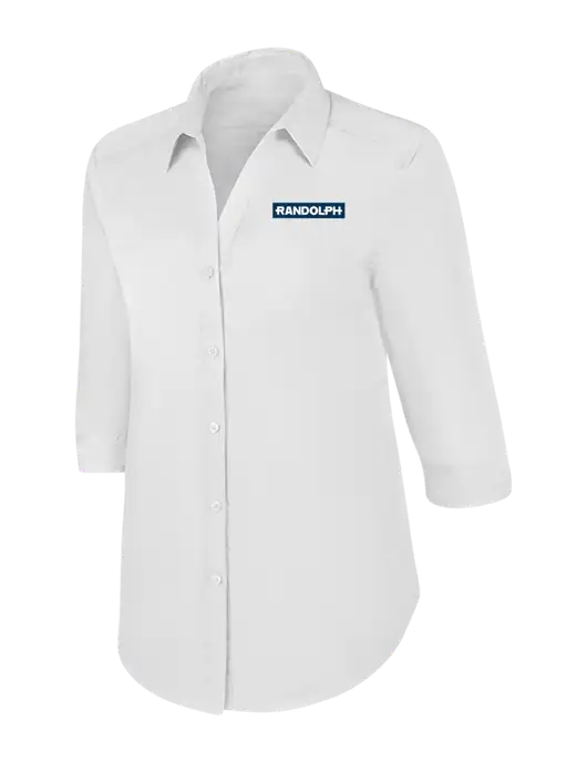 Womens White 3/4 Sleeve Carefree Poplin Shirt w/Randolph Embroidered Logo