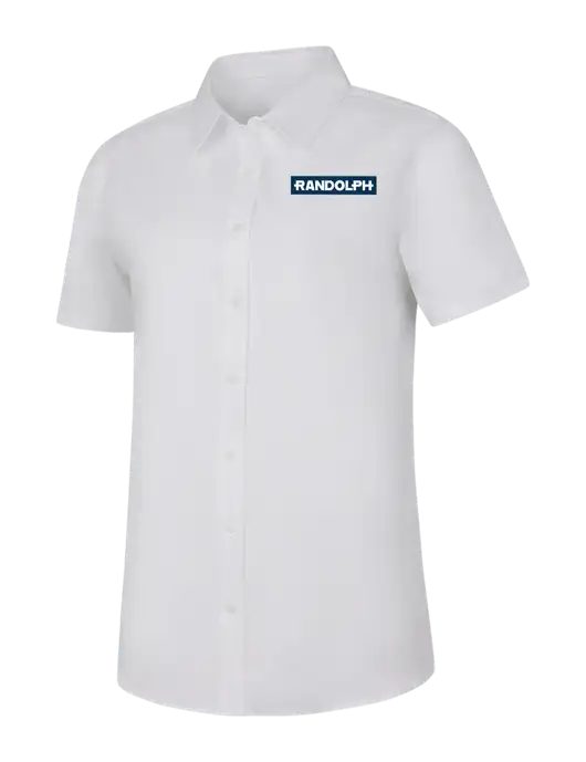 Womens White Short Sleeve Superpro React Twill Shirt w/Randolph Embroidered Logo