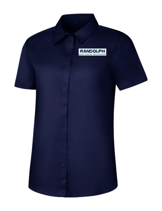Womens Navy Short Sleeve Superpro React Twill Shirt w/Randolph Screen Print Logo