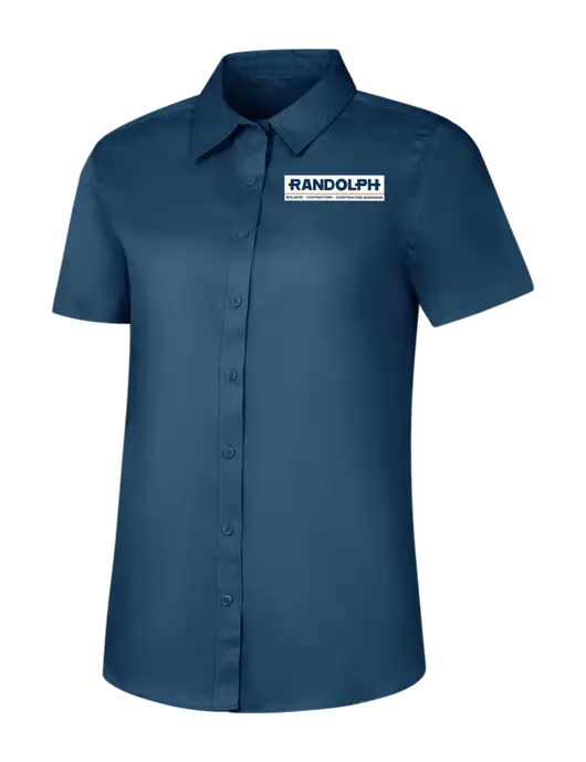 Womens Light Navy Short Sleeve Superpro React Twill Shirt w/Randolph Screen Print Logo
