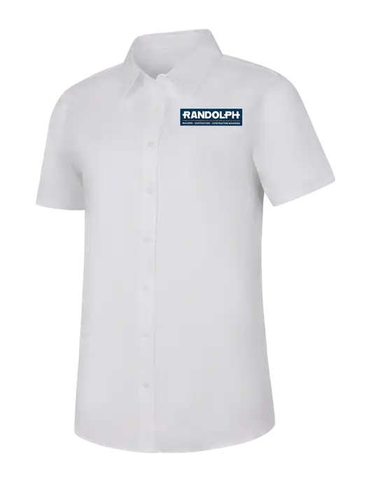 Womens White Short Sleeve Superpro React Twill Shirt w/Randolph Screen Print Logo