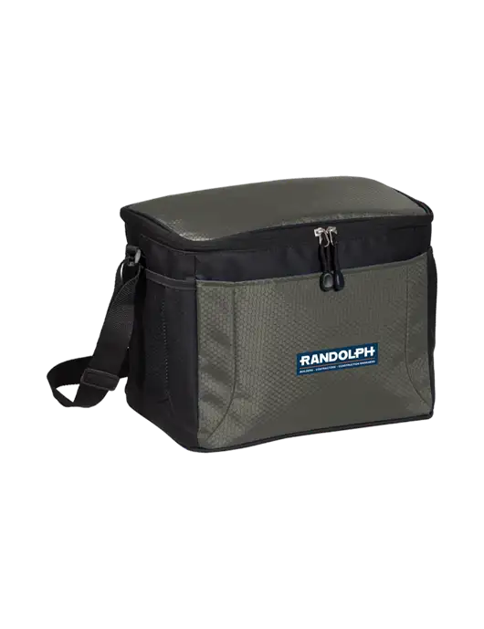 12 Can Grey/Black Cube Cooler w/Randolph Screen Print Logo