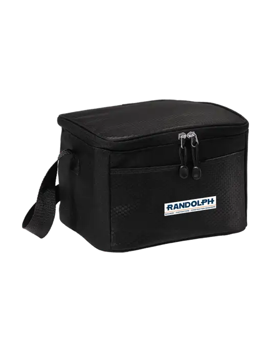 6 Can Black/Black Cube Cooler w/Randolph Screen Print Logo