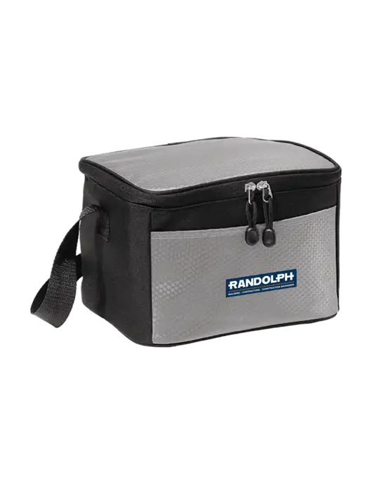6 Can Grey/Black Cube Cooler w/Randolph Screen Print Logo