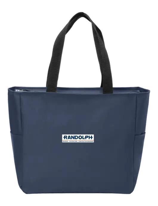Everyday Navy Zip Tote  w/Randolph Screen Print Logo