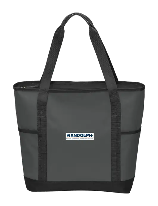 On the Go Charcoal/Black Tote  w/Randolph Screen Print Logo